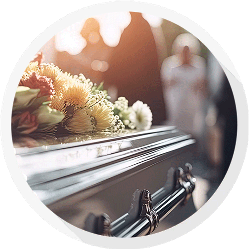 Casket with flowers